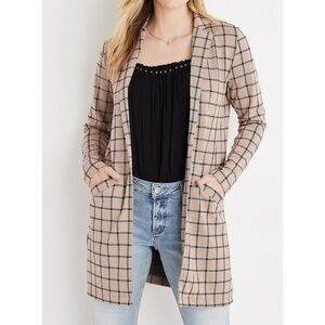 Maurices Tan Plaid Blazer